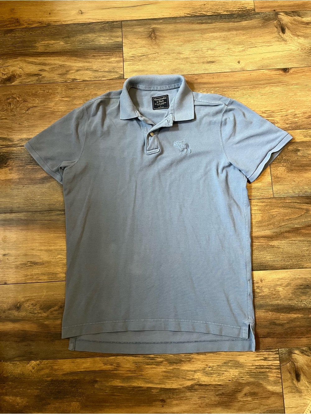 Abercrombie & Fitch Polo Shirt Men’s Large Blue Short Sleeve Moose Logo Cotton